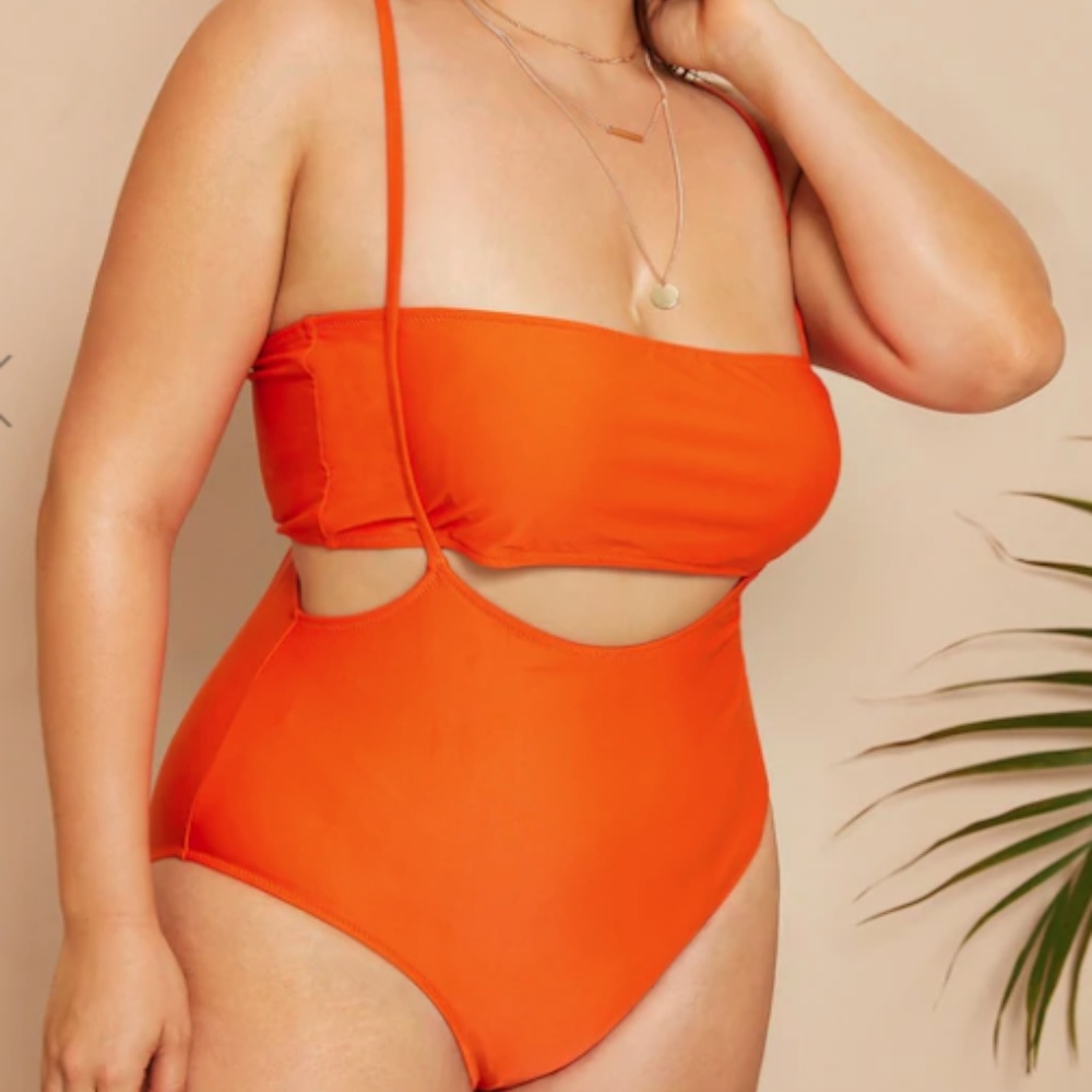 SHEIN Neon Orange Bathing Suit w/ Suspenders